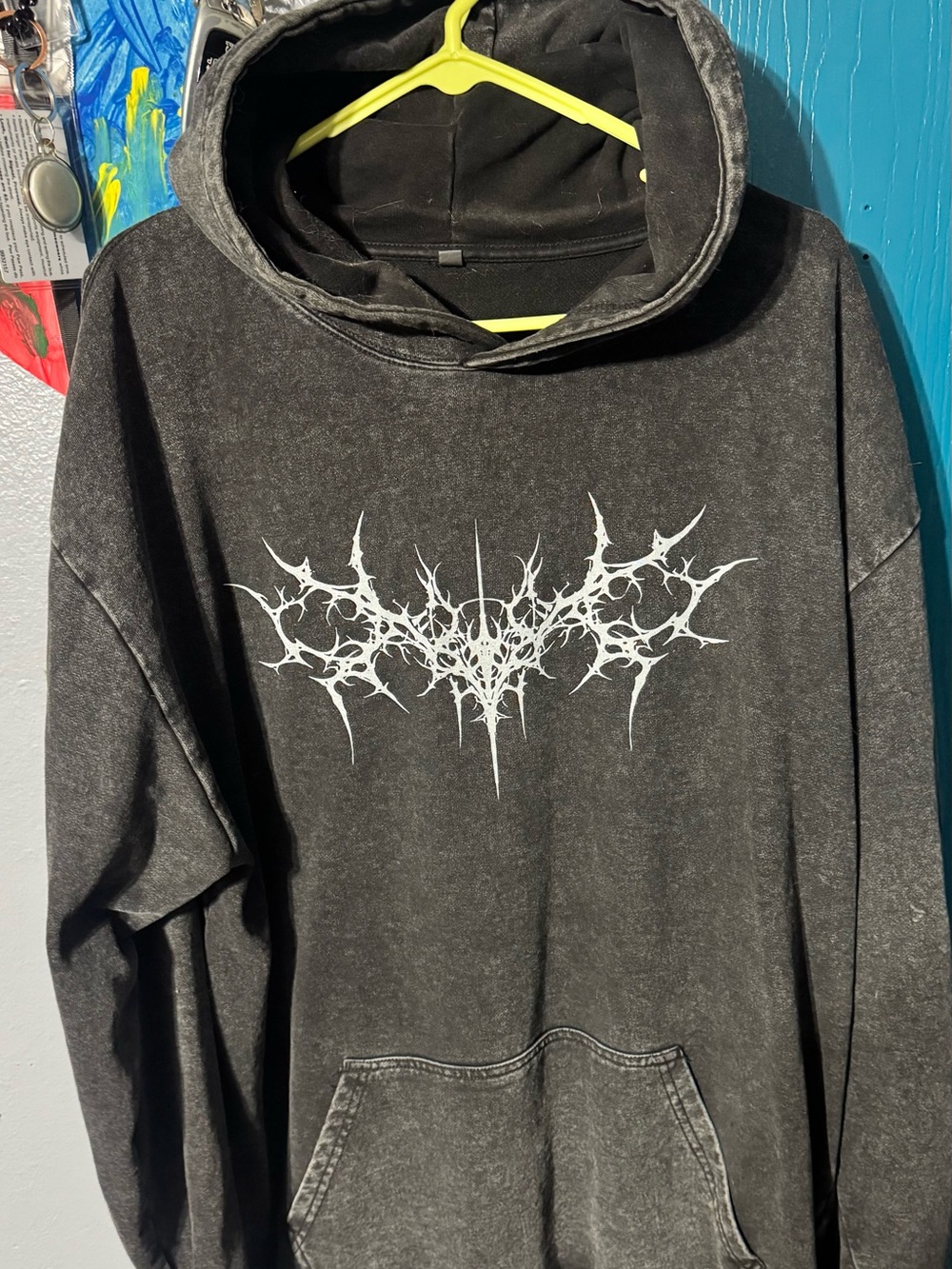 Men's Black Graphic Hoodie with white design